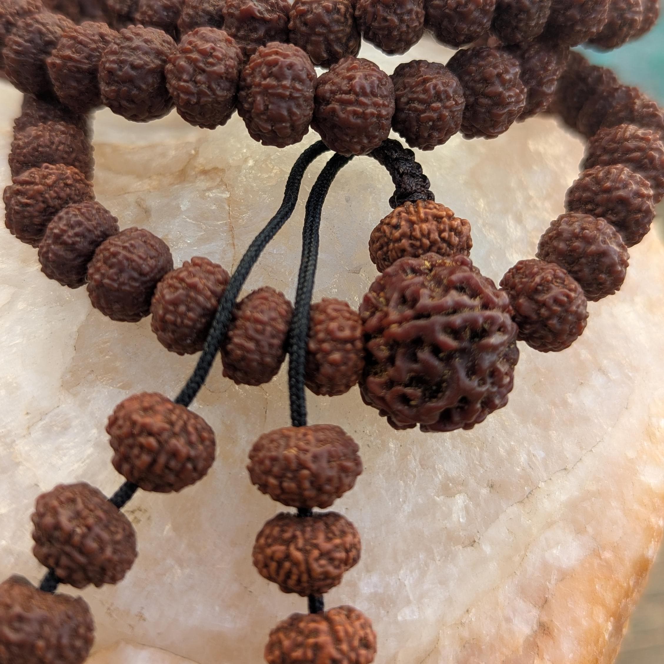 10mm Rudraksha Seed Mala: 6 Faces, 108 Beads, 20-Inch Necklace