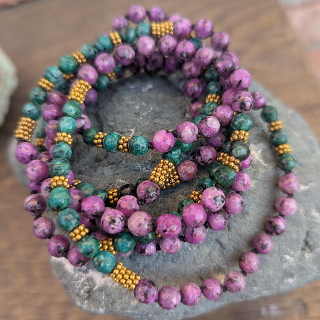 Jasper Crystal Mala: Knotted Necklace Bracelet for Meditation