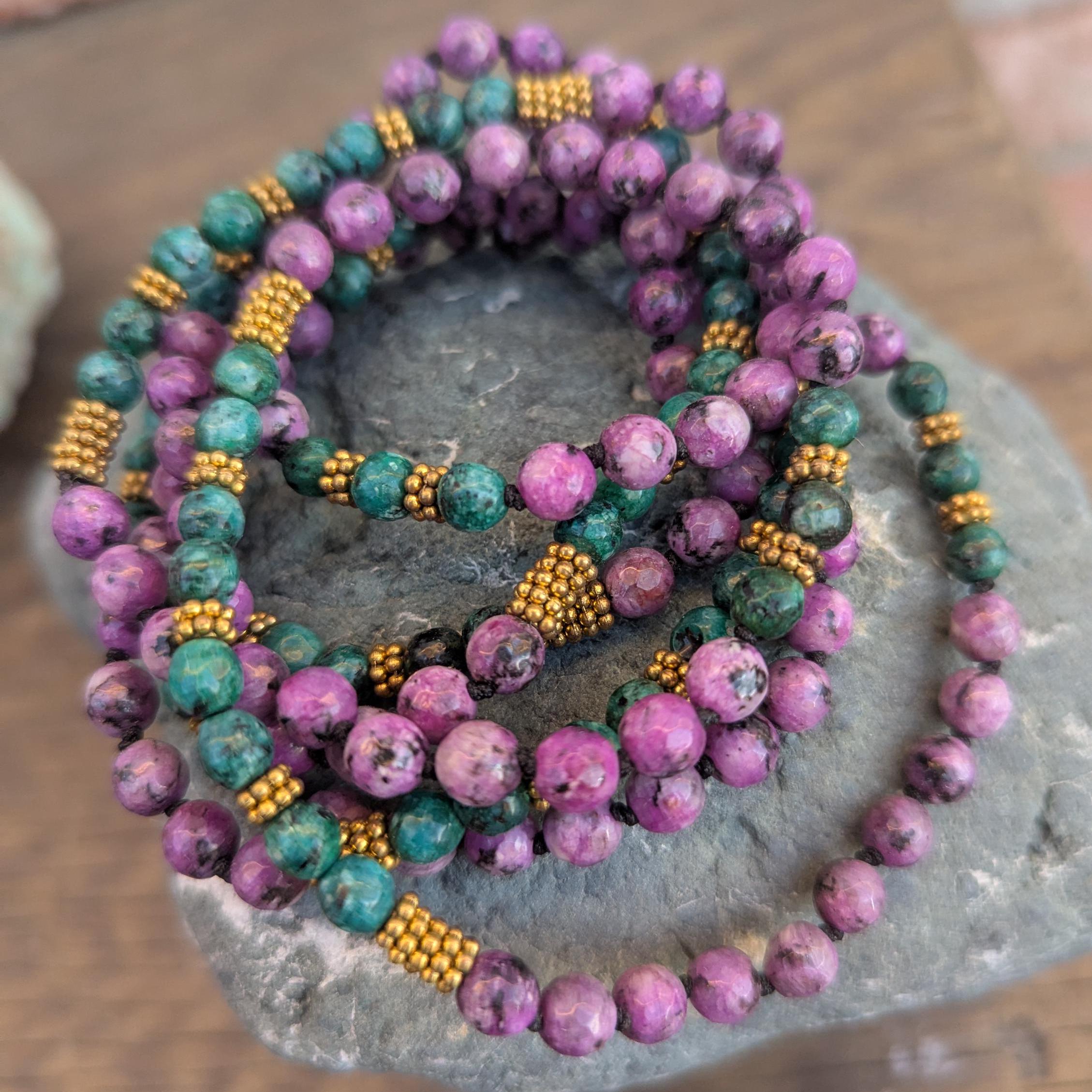 Jasper Crystal Mala: Knotted Necklace Bracelet for Meditation