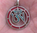 Hindu Om Pendant: Tibetan Silver, Coral & Lapis Yoga Jewelry