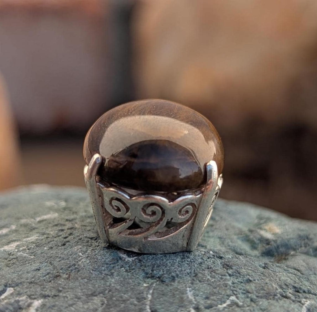 P3/55- Tiger Eye Amber stone Silver Pendant (T12-055)