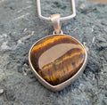 P3/54- Tiger Eye Amber stone Silver Pendant (T12-054)