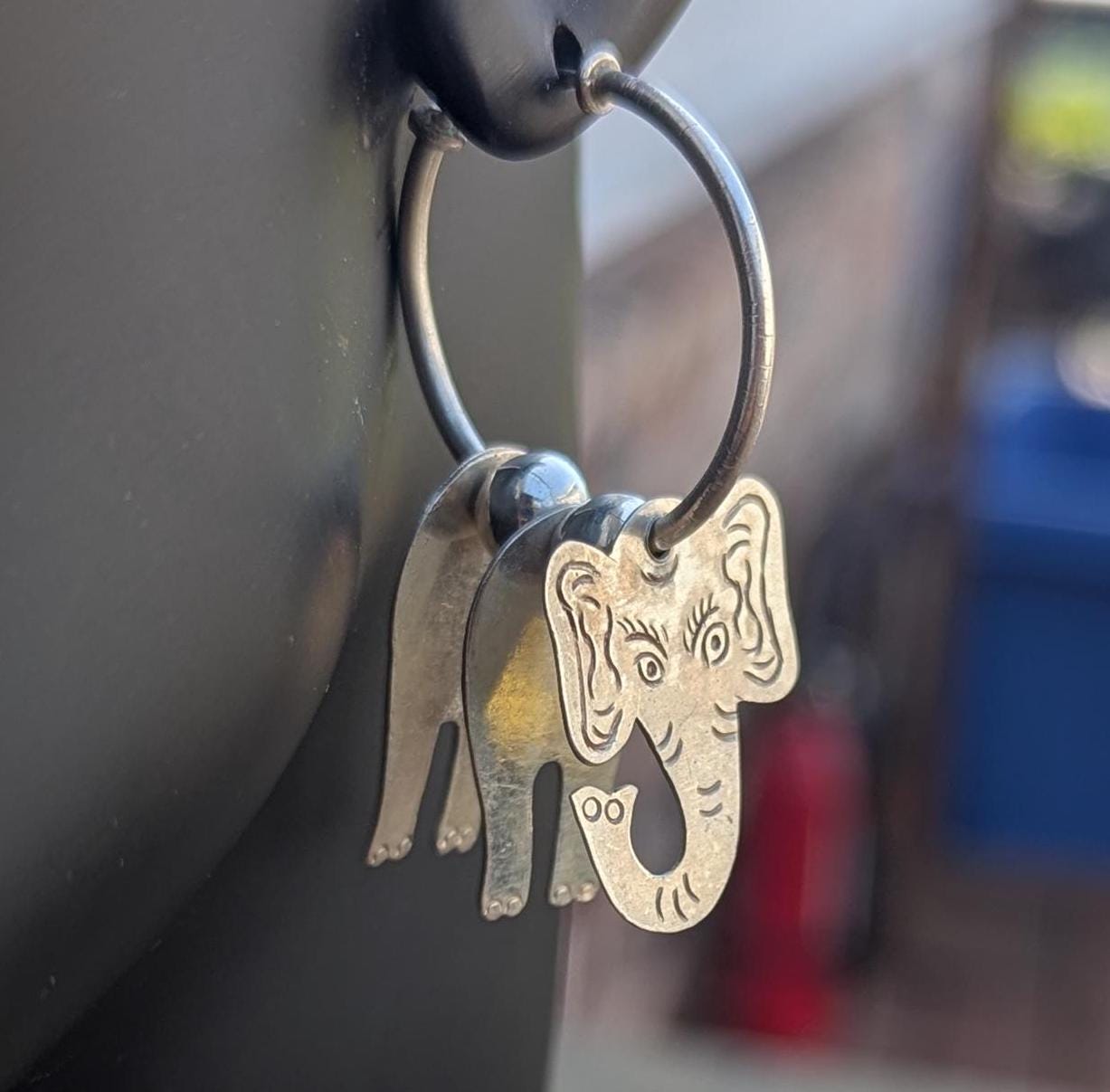 Sterling Silver Elephant Hoop Earrings: Handmade Animal Jewelry