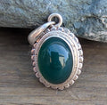 Green Aqeeq Oval Shape Silver Gemstone Pendant Gift Pendant.(T1102-011)