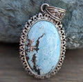 Turquoise gemstone Blue Turquoise 925 Sterling Silver Pendant.  (T1101-006.3)