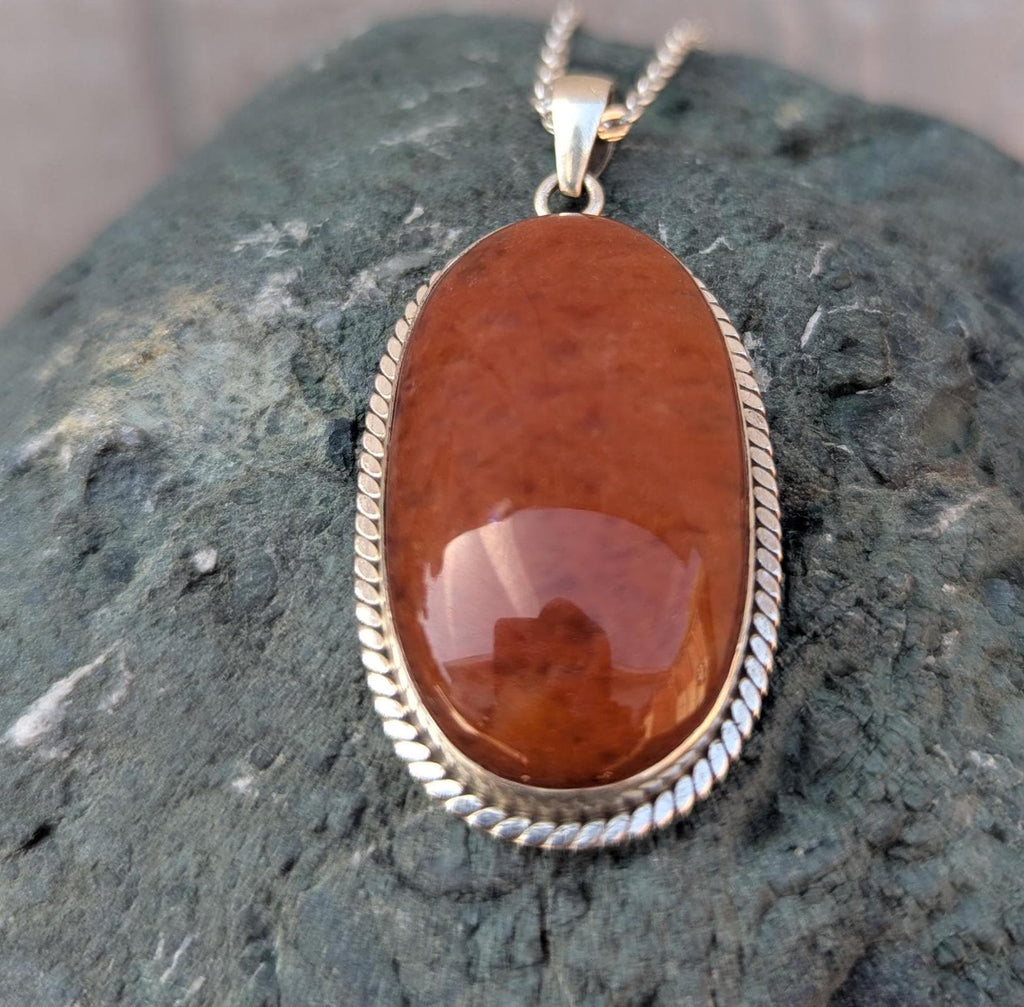 P3/1- Silver Red Carnelian Pendant (T12-001)