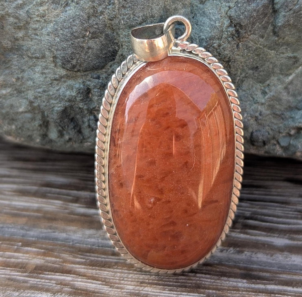 P3/1- Silver Red Carnelian Pendant (T12-001)