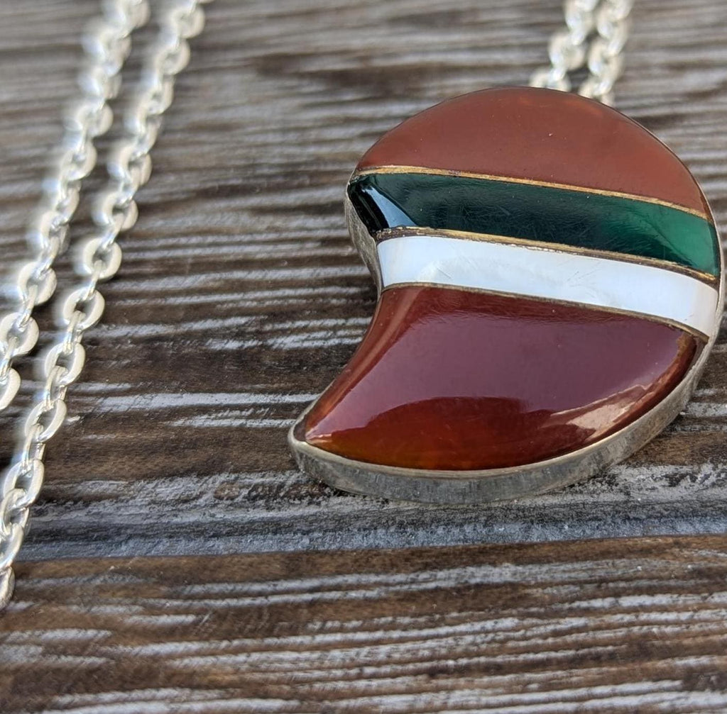 Multi Stone Inlay Silver Pendant ( T1103-015)