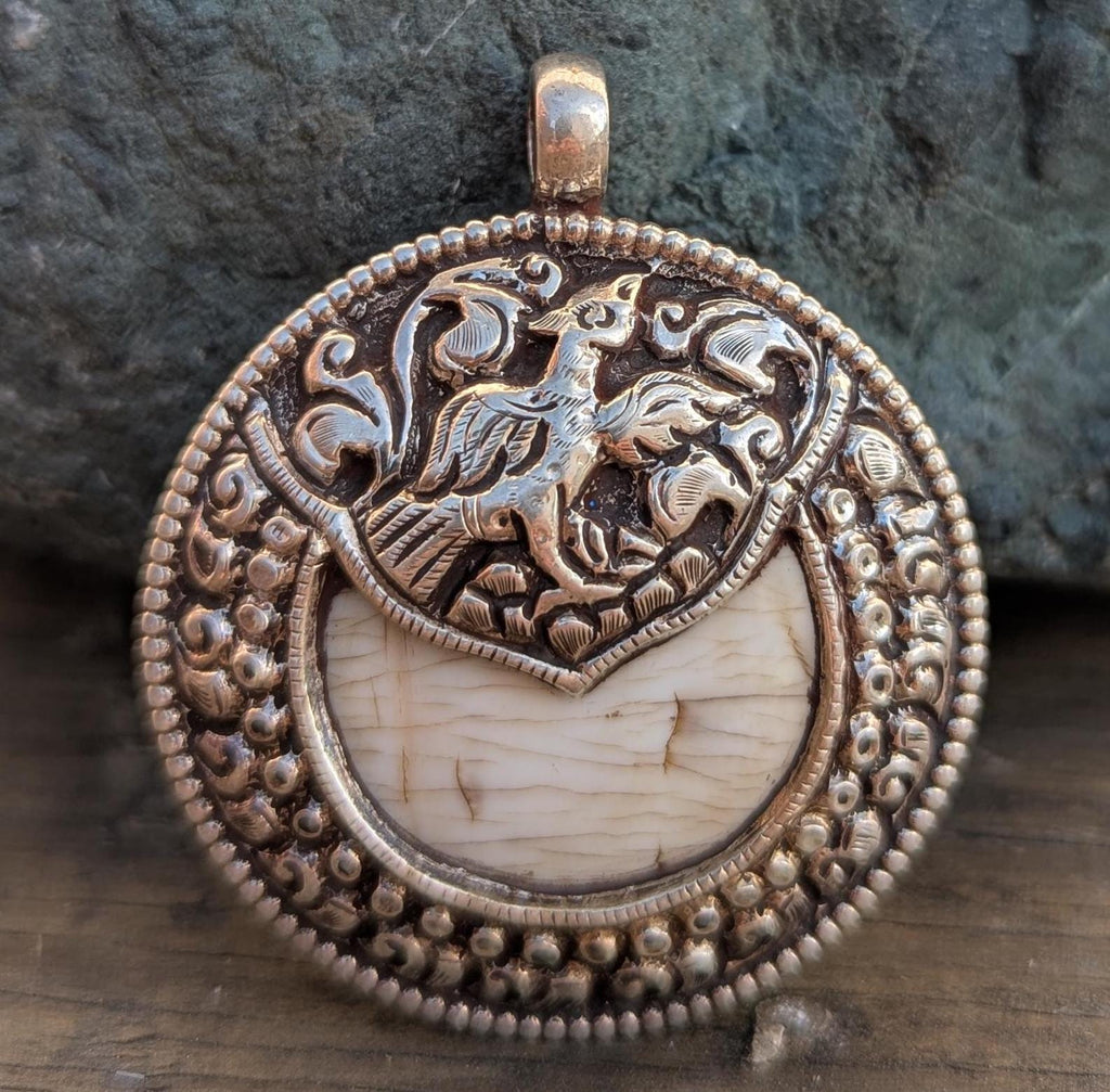 Tibetan Silver Shell deer Pendant.(T1103-002.2)