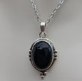 P3/36 - Natural Black Onyx Gemstone of Silver Pendant (T12-036)