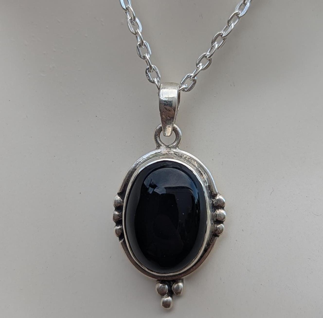 P3/36 - Natural Black Onyx Gemstone of Silver Pendant (T12-036)