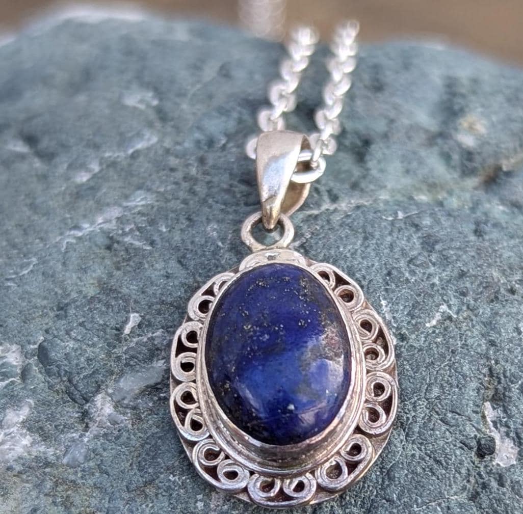 P3/61 -Lapis lazuli Gemstone Silver Handmade Pendant(T12-061)