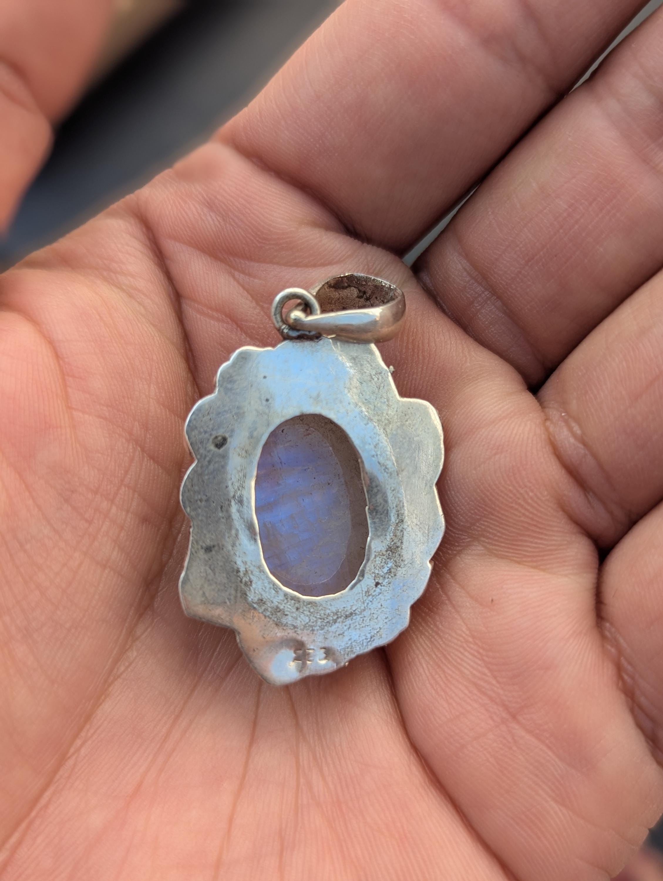 P3/62-67-  Moon stone Silver Handmade Pendant (T12-062-067)