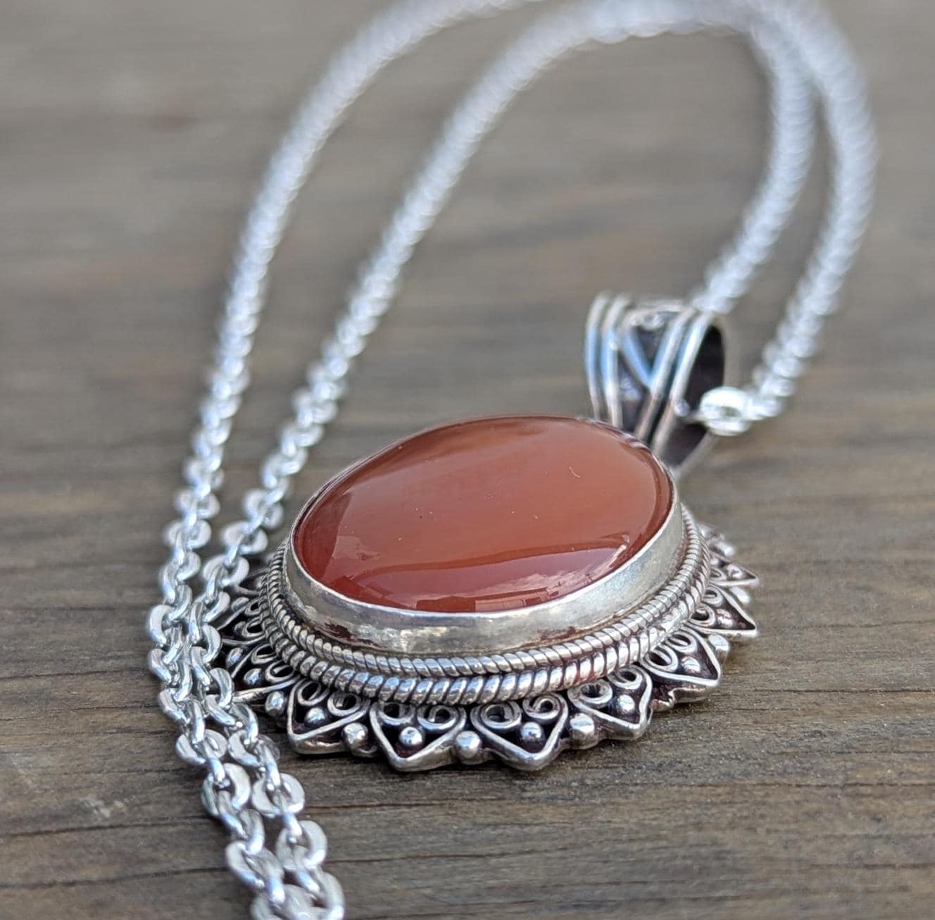 P3/5- Silver Red Carnelian Pendant (T12-005)
