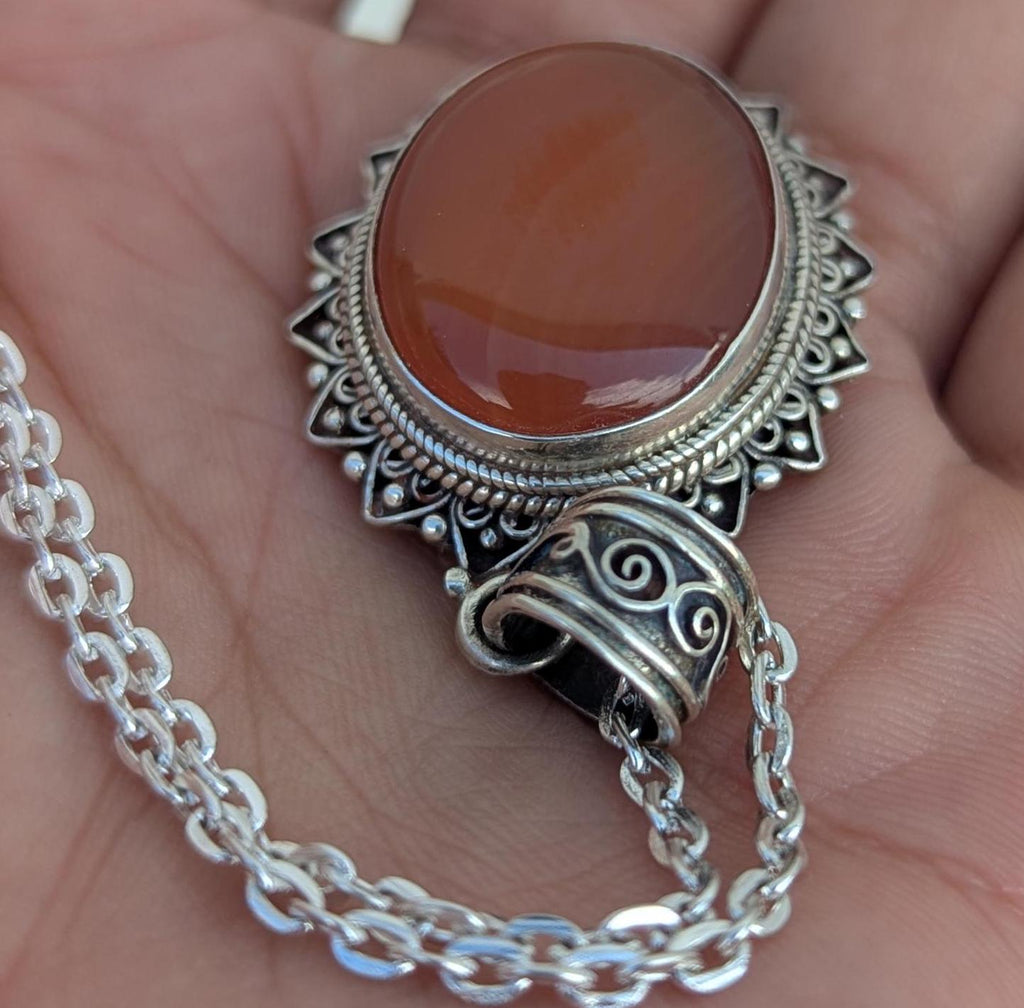 P3/5- Silver Red Carnelian Pendant (T12-005)
