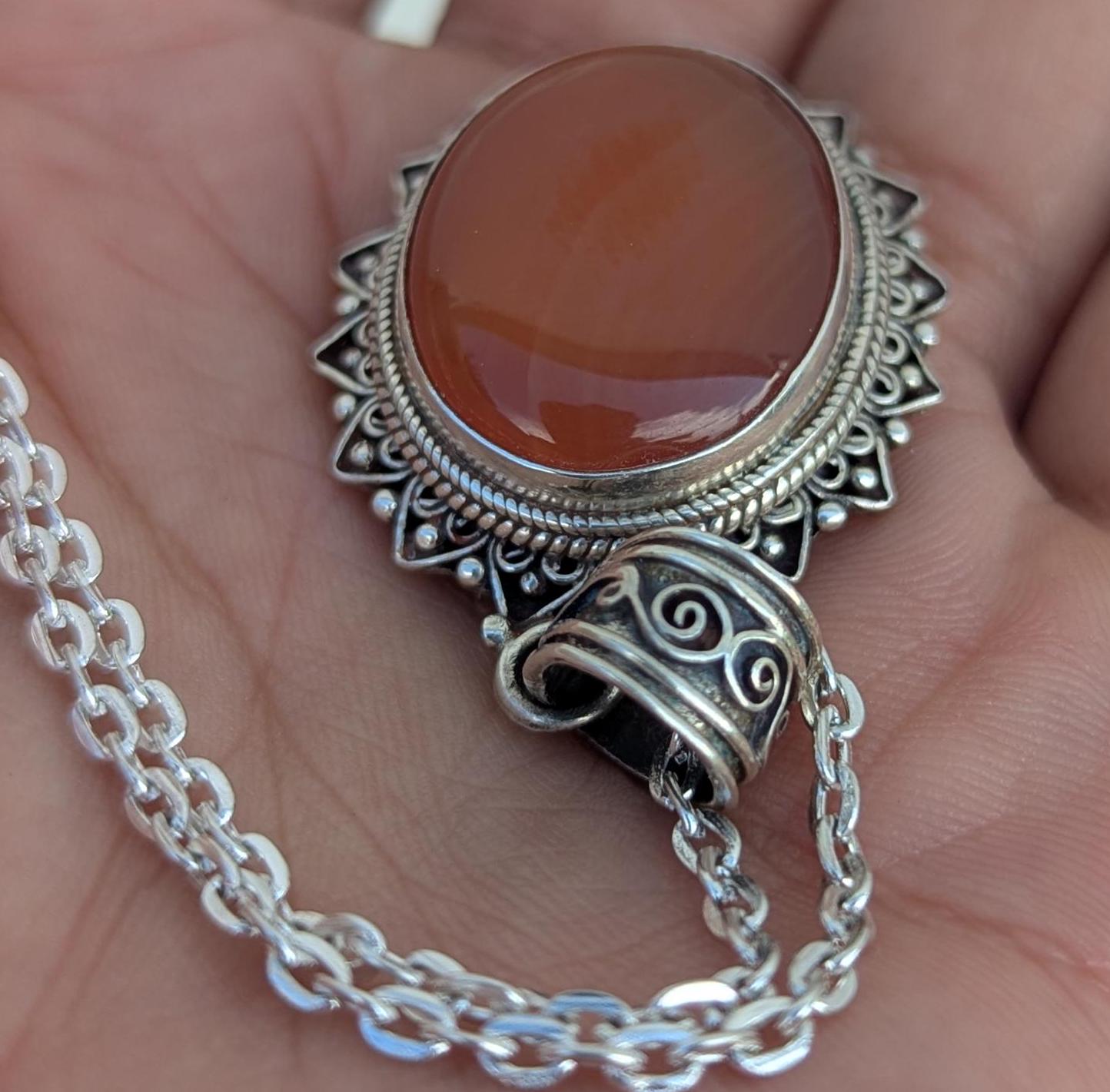 P3/5- Silver Red Carnelian Pendant (T12-005)