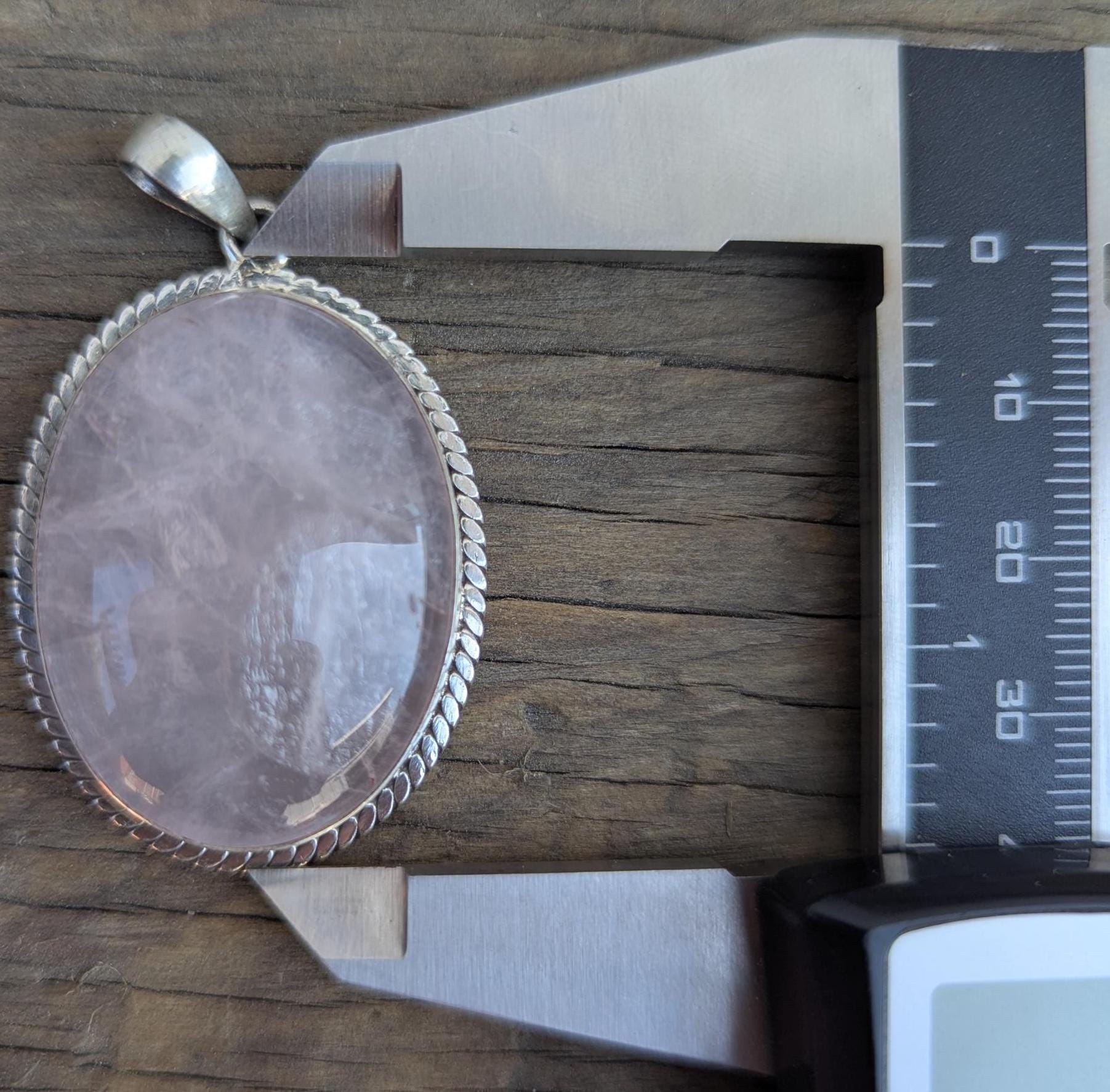 P3/18 - Rose Quartz Pendant with sterling silver, for men or women (T12-018)