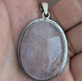P3/18 - Rose Quartz Pendant with sterling silver, for men or women (T12-018)