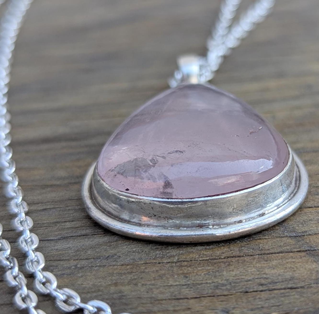 P3/22 - Rose Quartz Pendant with sterling silver, for men or women (T12-022)