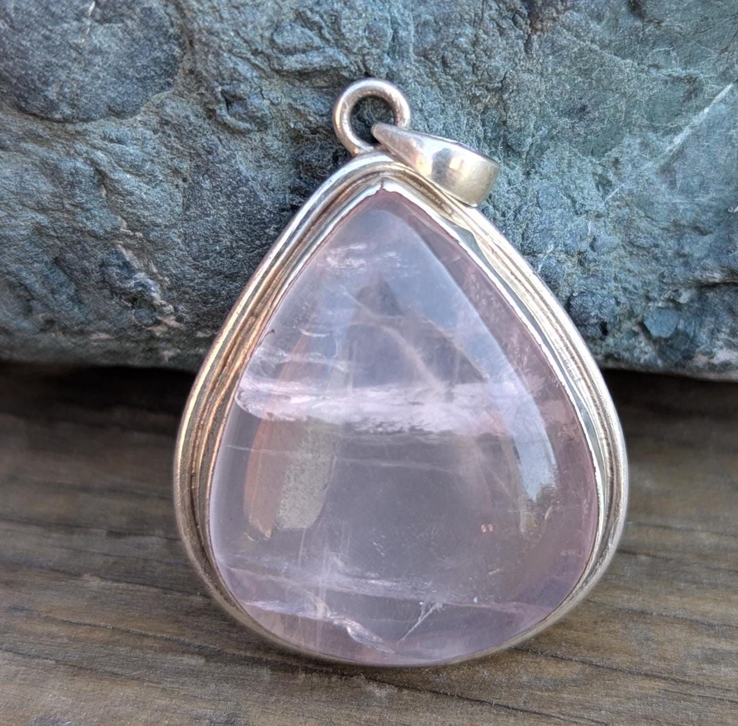 P3/22 - Rose Quartz Pendant with sterling silver, for men or women (T12-022)