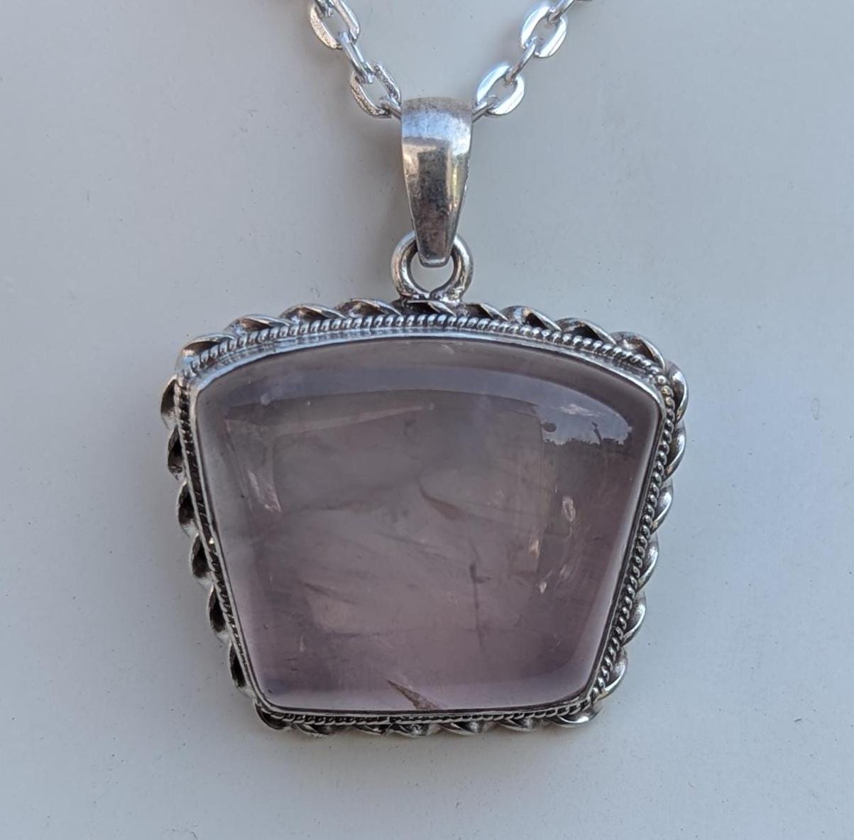 P3/23 - Rose Quartz Pendant with sterling silver, for men or women (T12-023)