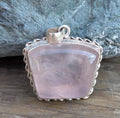 P3/23 - Rose Quartz Pendant with sterling silver, for men or women (T12-023)