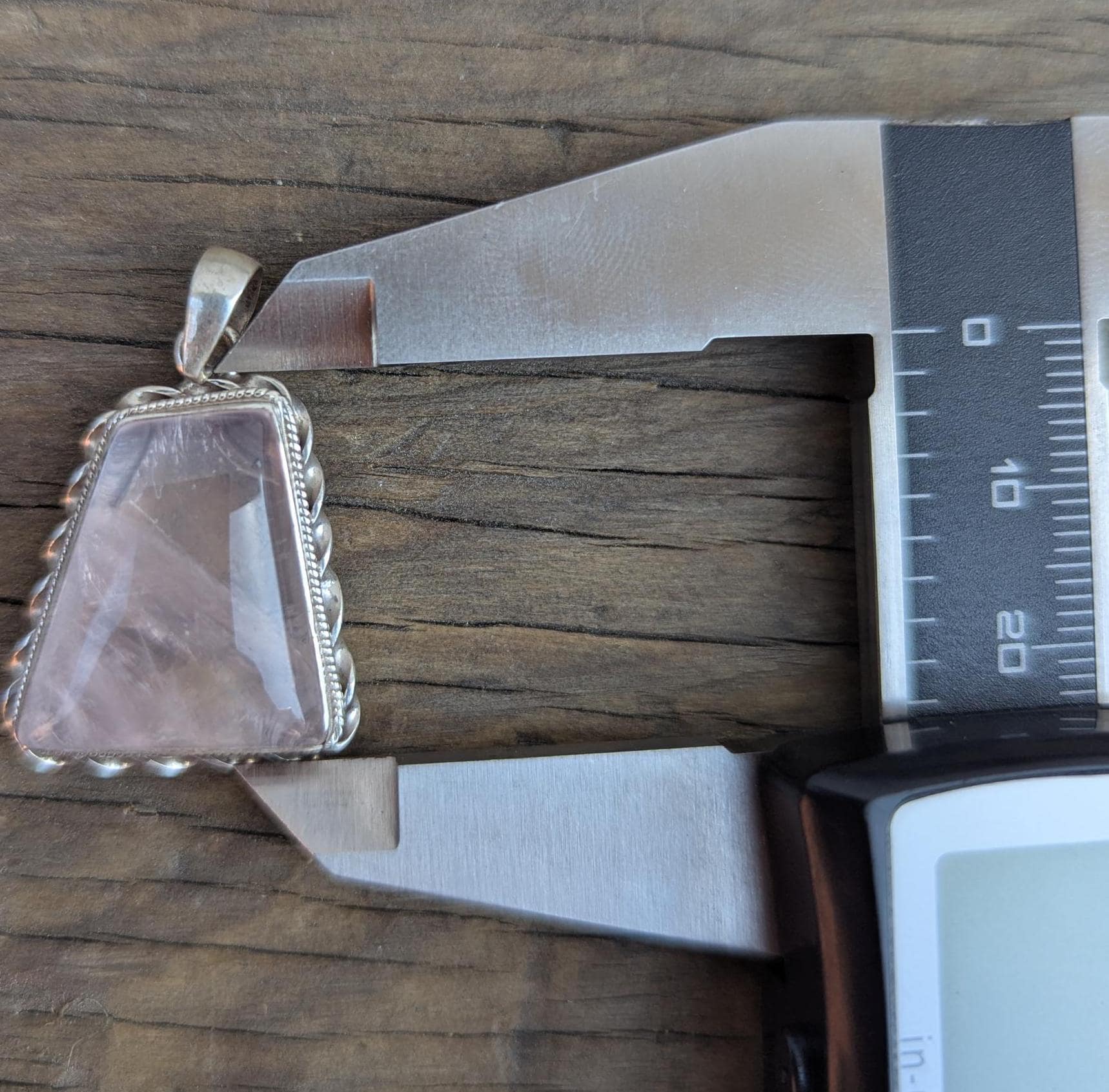 P3/25 - Rose Quartz Pendant with sterling silver, for men or women (T12-025)