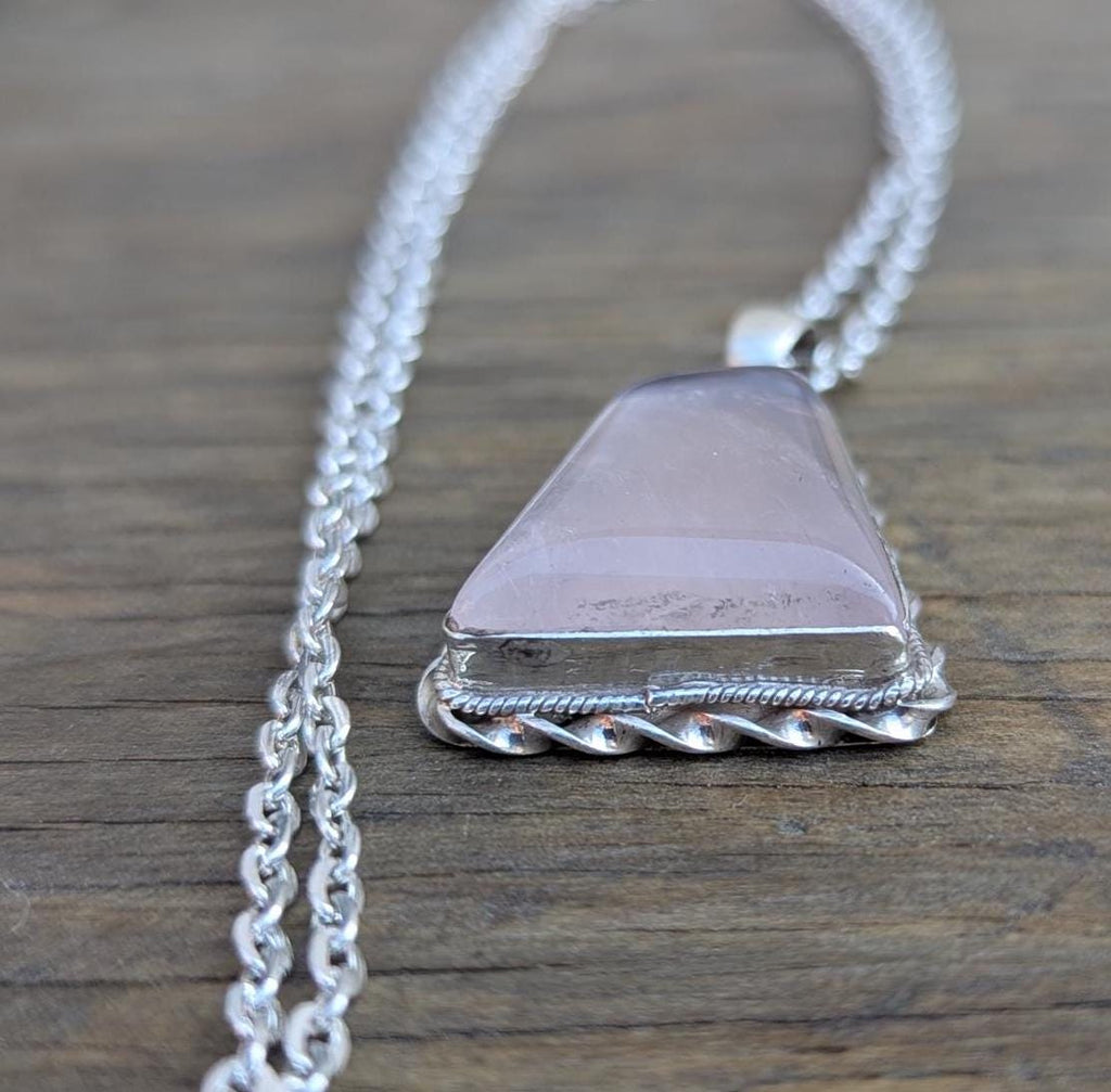 P3/25 - Rose Quartz Pendant with sterling silver, for men or women (T12-025)