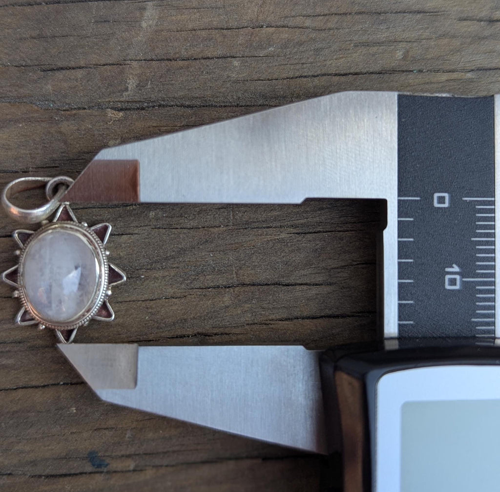 Handmade Rainbow Moonstone Pendant: 925 Sterling Silver (2x1.8cm)