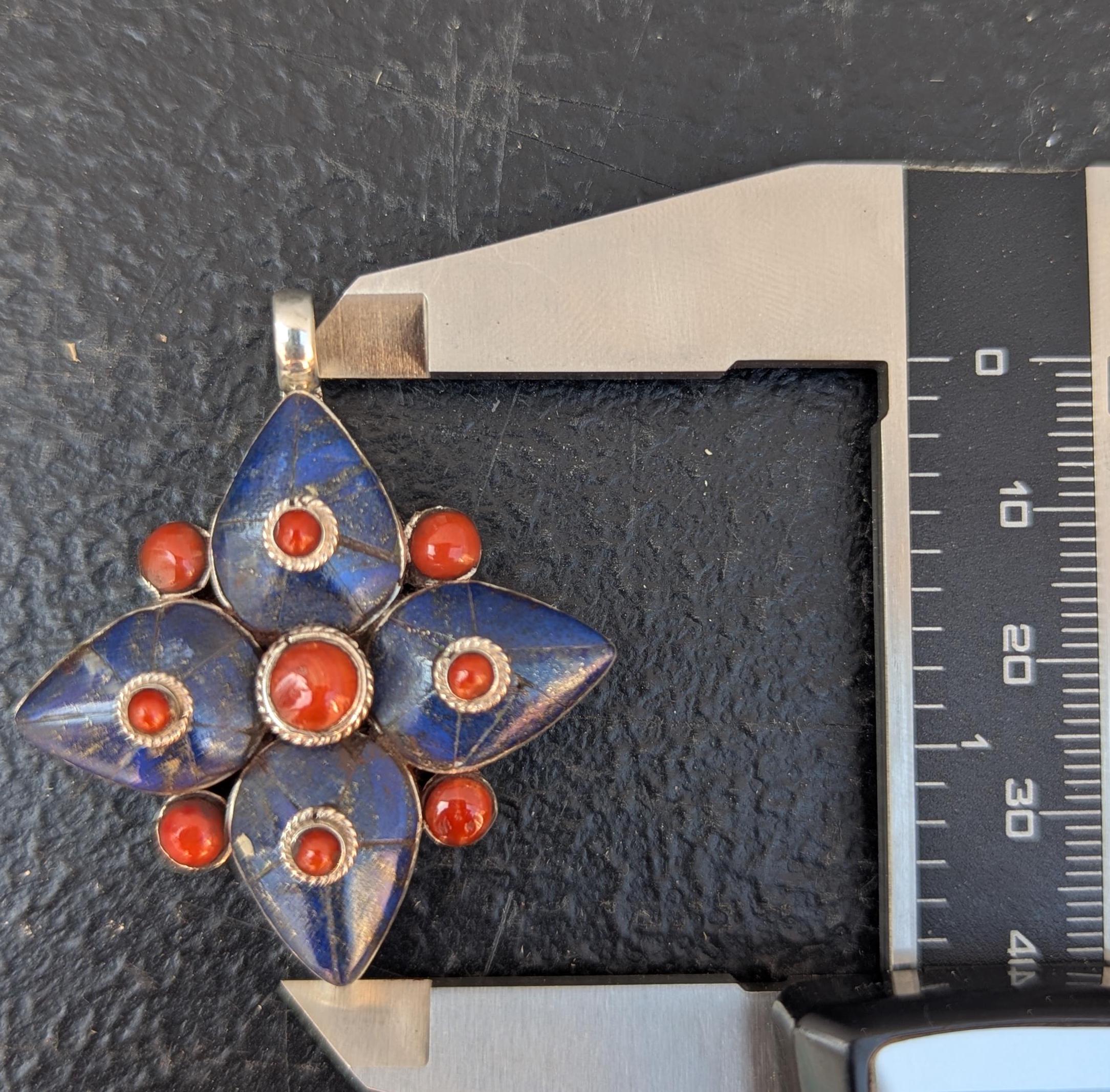 Woman’s  Red Coral Gemstone Pendant : 925 Sterling Silver Pendant. (T1101-006.11)