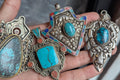 Antique Tibetan ethnic pendant Collection with turquoise and coral inlay (p6-011)