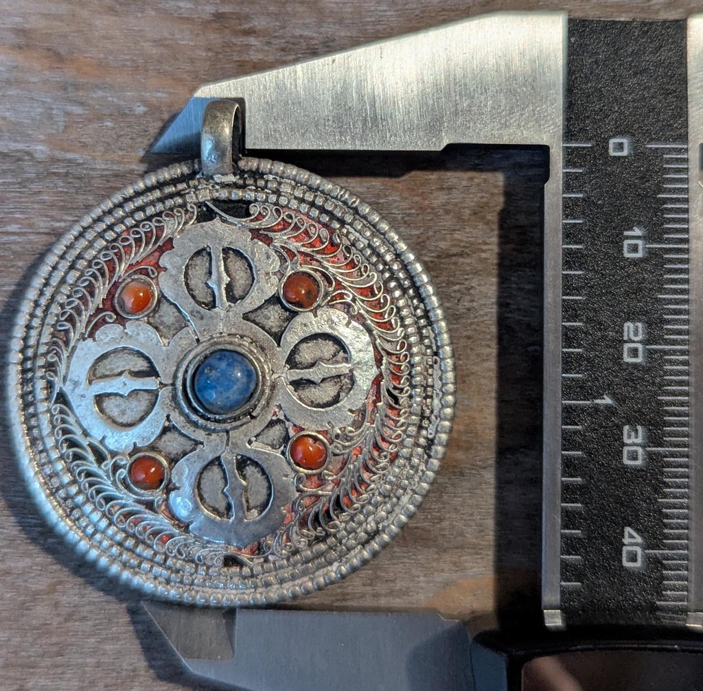 Tibetan Vingate filigree medallion pendant collection with Lapis, Turquoise and Coral inlay (p6-014)