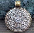 Vintage Tibetan Tashi Tagye Brass Medallion Pendant (p6-020)