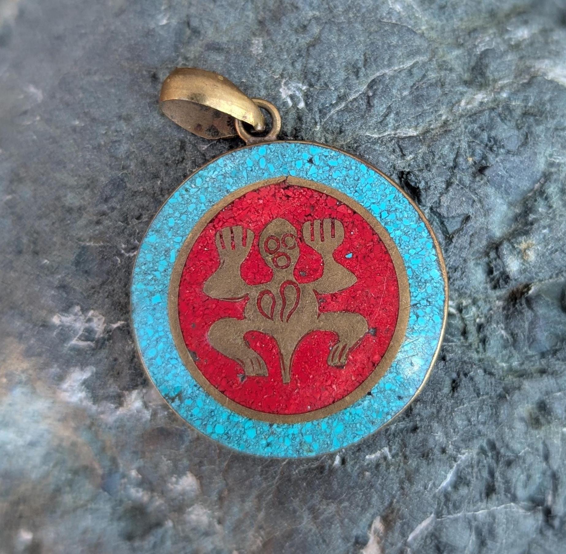 Handmade Vintage Turquoise and coral inlay collection with motifs (p6-029)