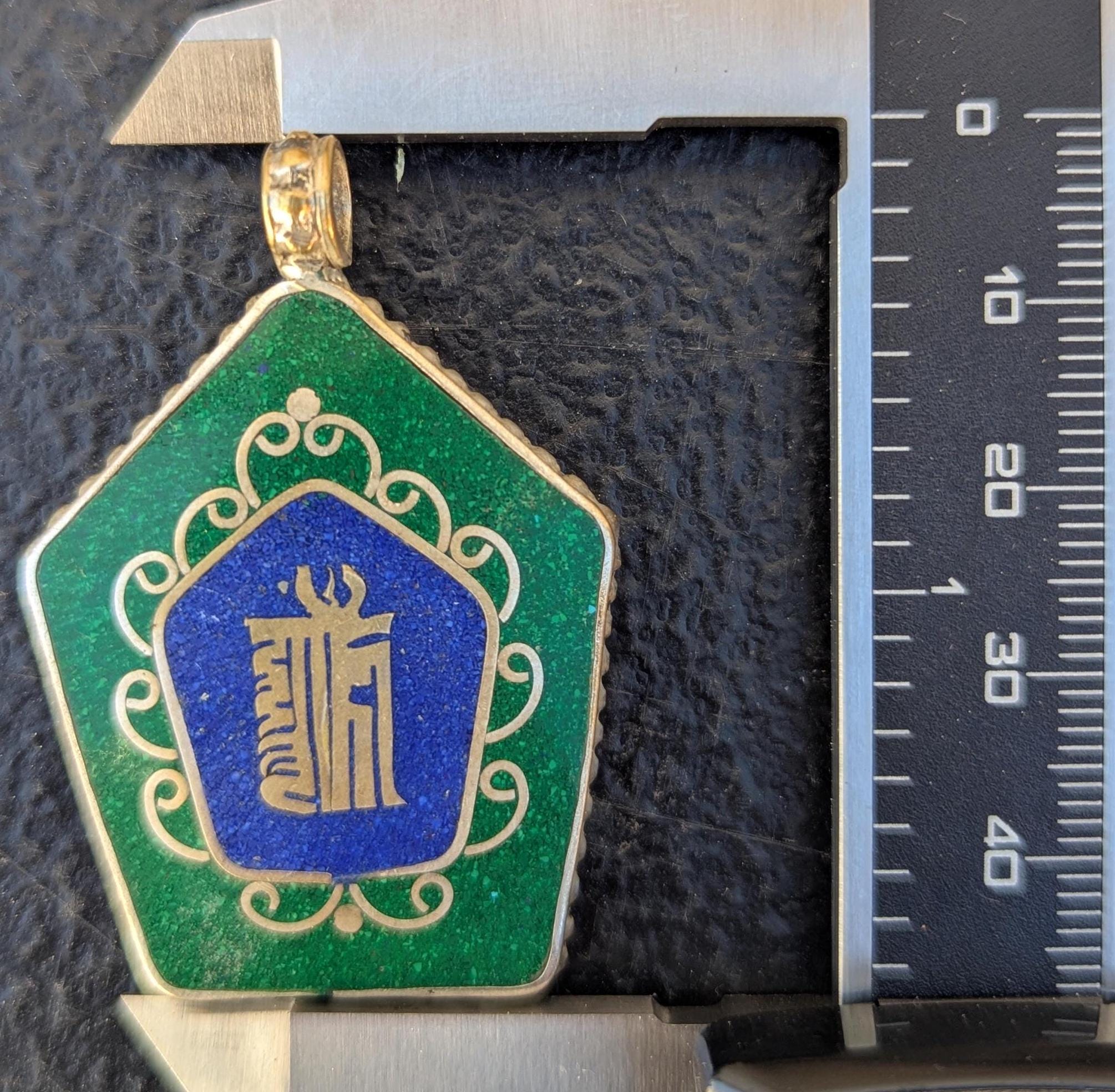 Vintage Sanskrit Mantra Pendant Collection in silver with turquoise, Lapis and coral Amulet (p6-032)