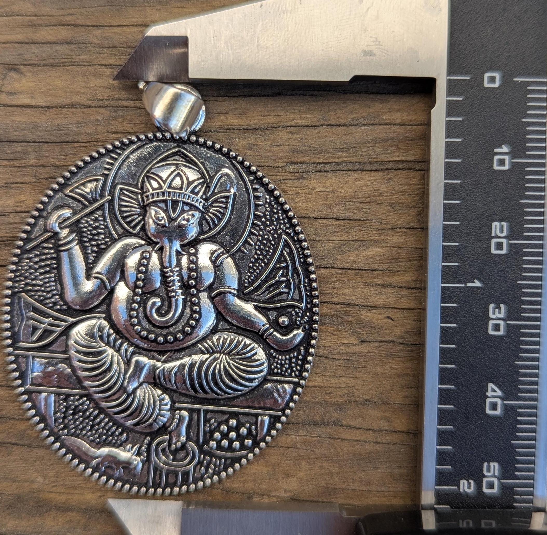 Handmade Om and Ganesha Brass medallion amulet pendant (p6-037)