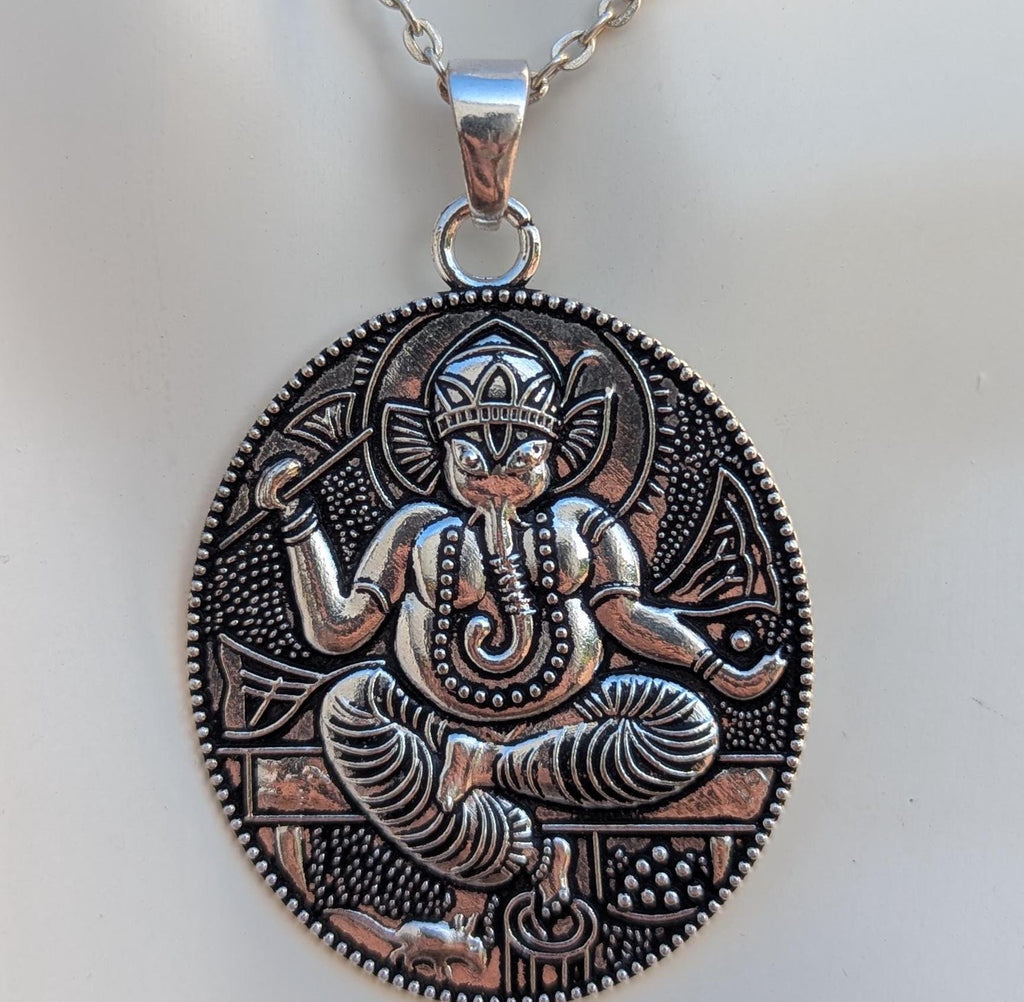 Handmade Om and Ganesha Brass medallion amulet pendant (p6-037)