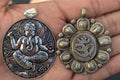 Handmade Om and Ganesha Brass medallion amulet pendant (p6-037)
