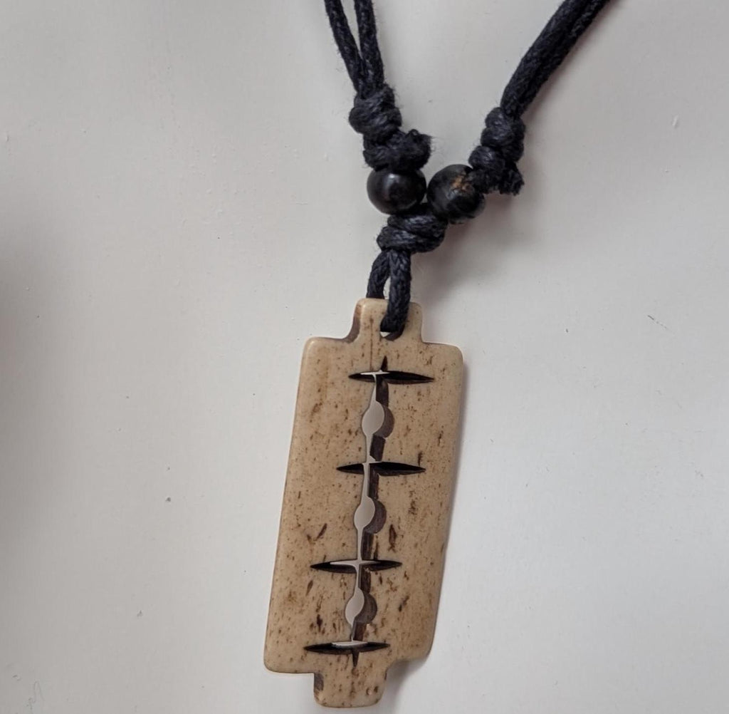 Yak bone hand-carved razor pendants (p6-042)