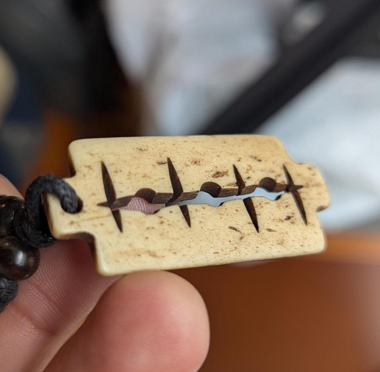 Yak bone hand-carved razor pendants (p6-042)