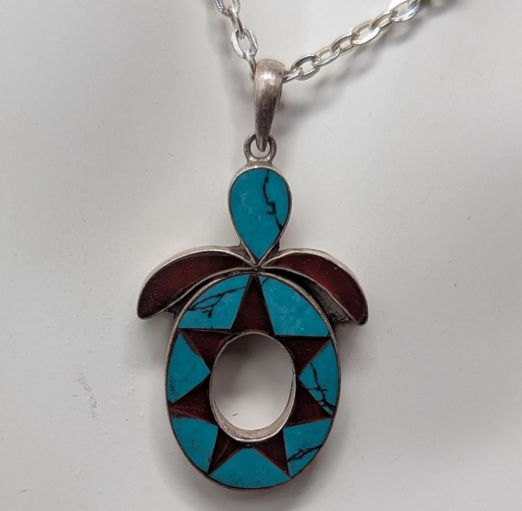 Tibetan handmade turquoise and coral silver om mani padme hum pendant collection (p7-001)
