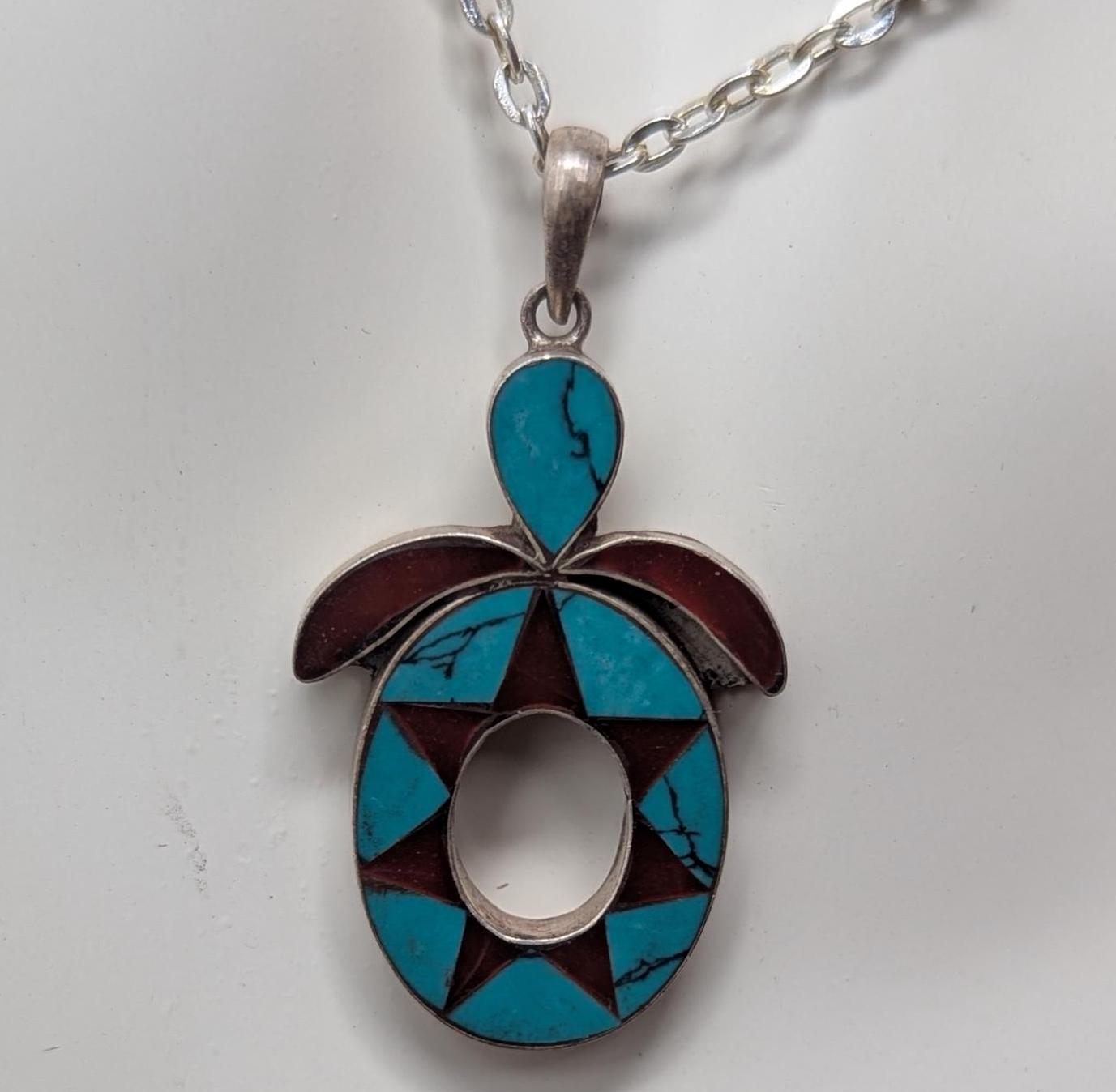 Tibetan handmade turquoise and coral silver om mani padme hum pendant collection (p7-001)