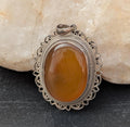 Vintage Ethnic sterling silver with Tiger's eye gemstone pendant collection (p7-017)