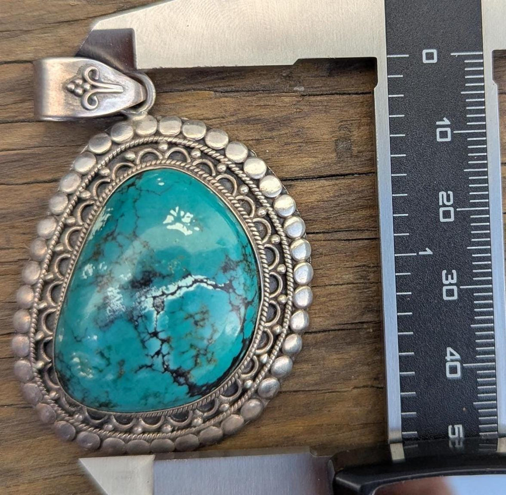 Vintage Sterling Silver Tibetan Medallion Pendant Collection with Turquoise Gemstone (p7-023)