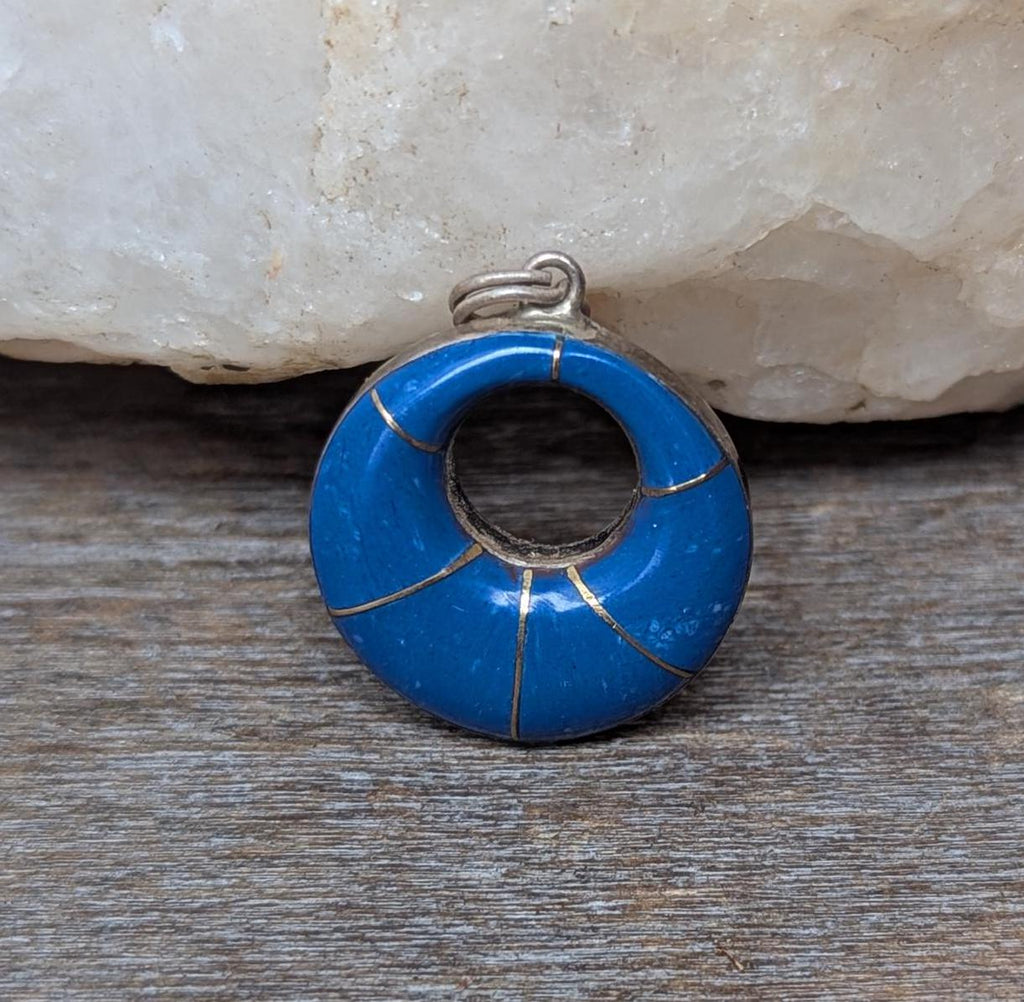 Lapis Lazuli & Black Onyx Hoop Pendant