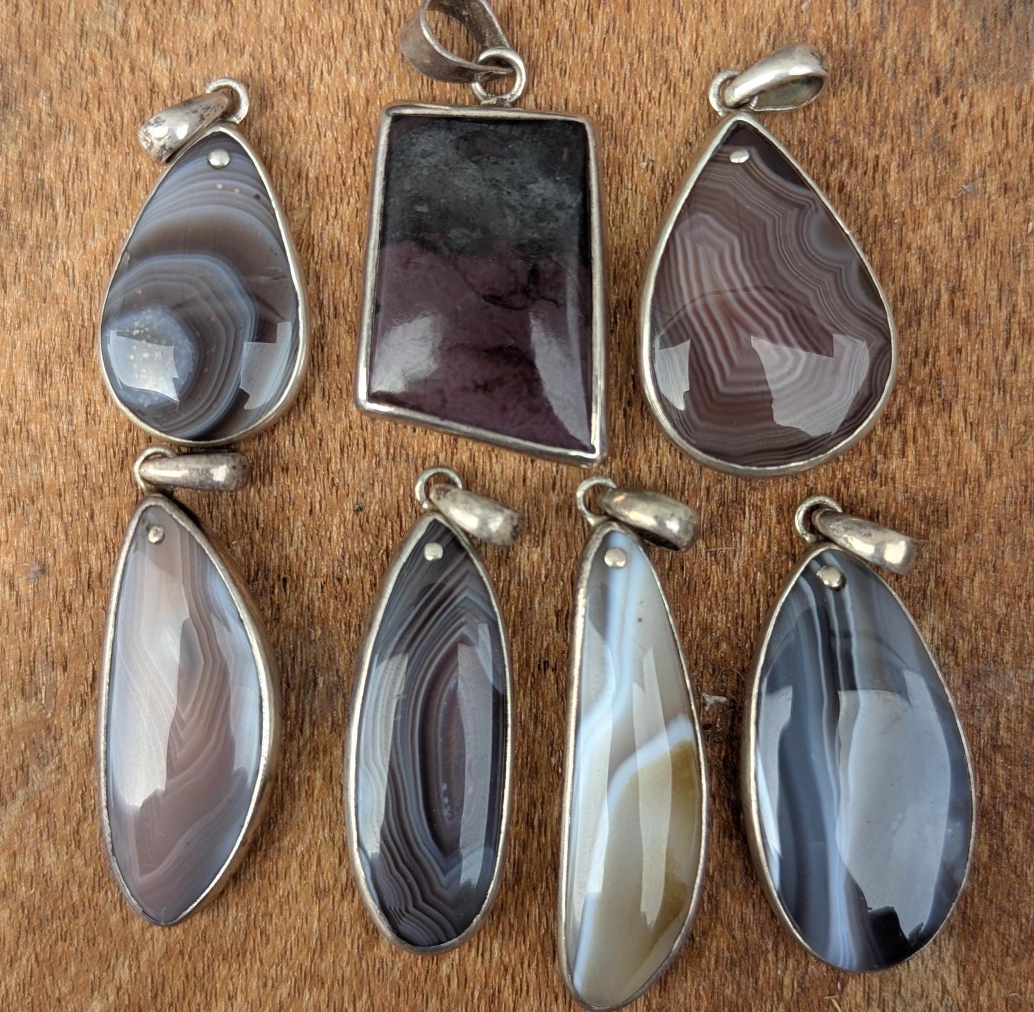 Unique sterling silver with Agate gemstones collection (p7-068)