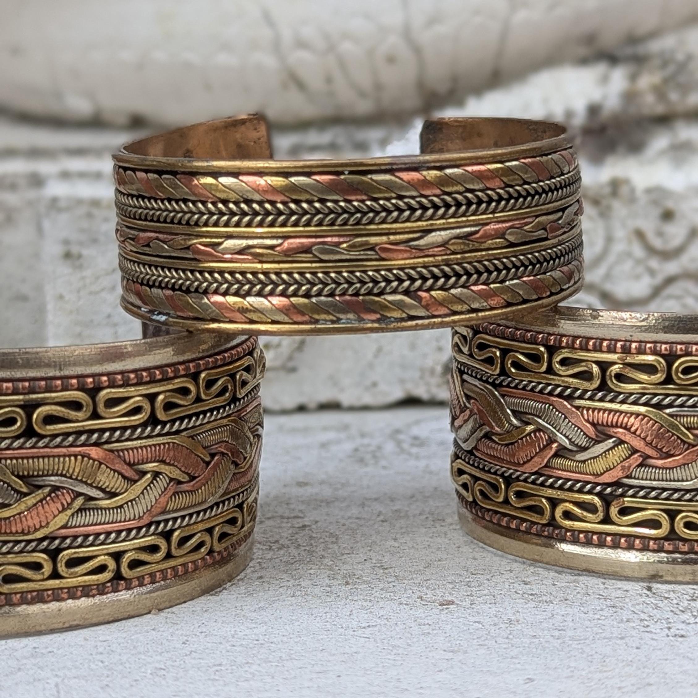Vintage Copper Brass Large/Medium Cuff Bracelet—Unisex Healing Bracelet (cb-115)