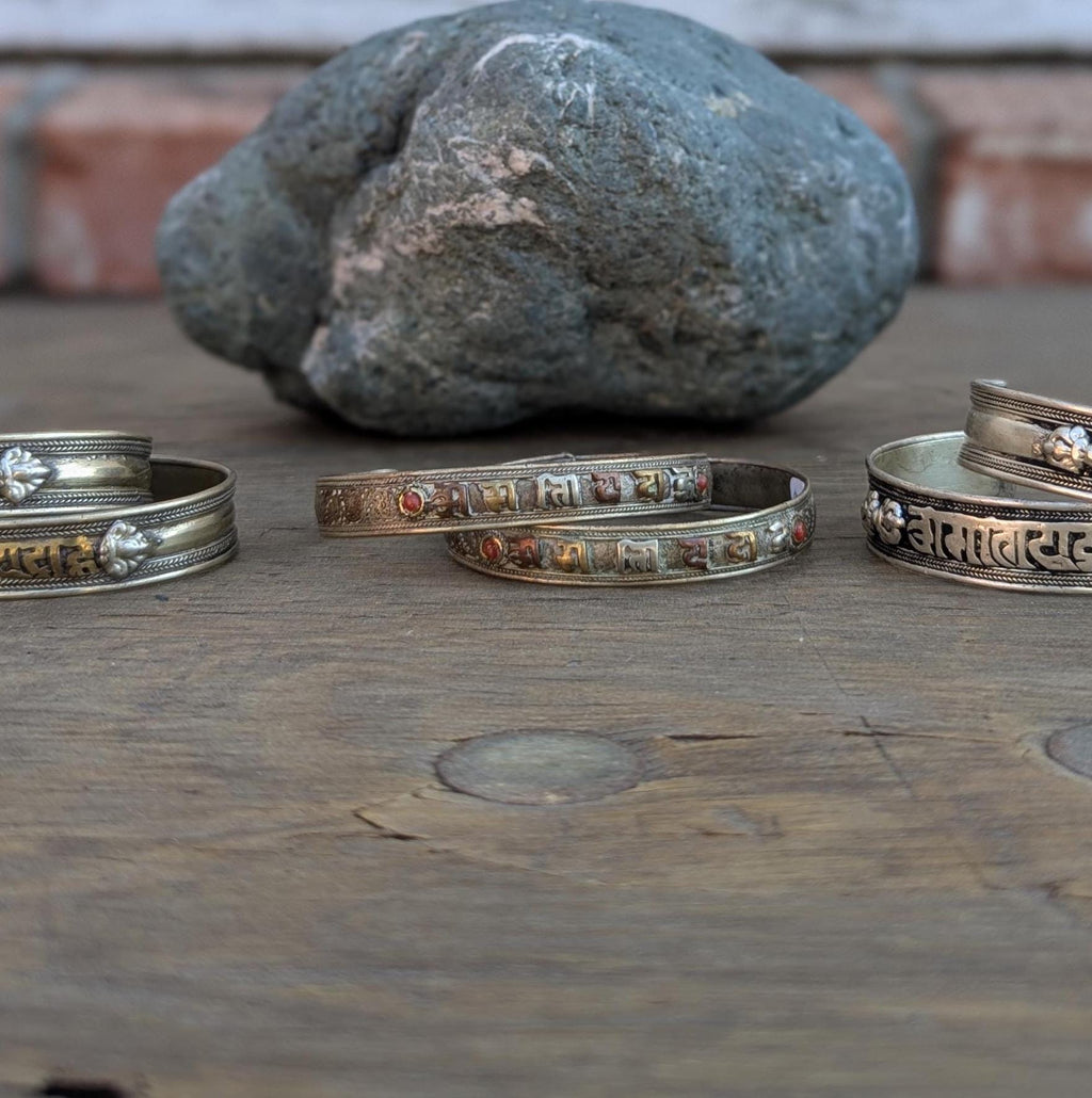 Handcrafted Mantra Cuff Bracelet: Tibetan Spiritual Jewelry