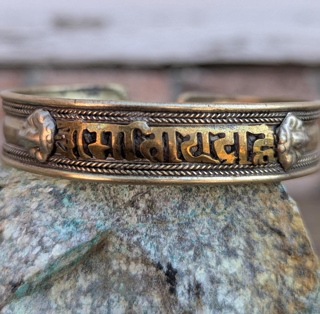 Handcrafted Mantra Cuff Bracelet: Tibetan Spiritual Jewelry