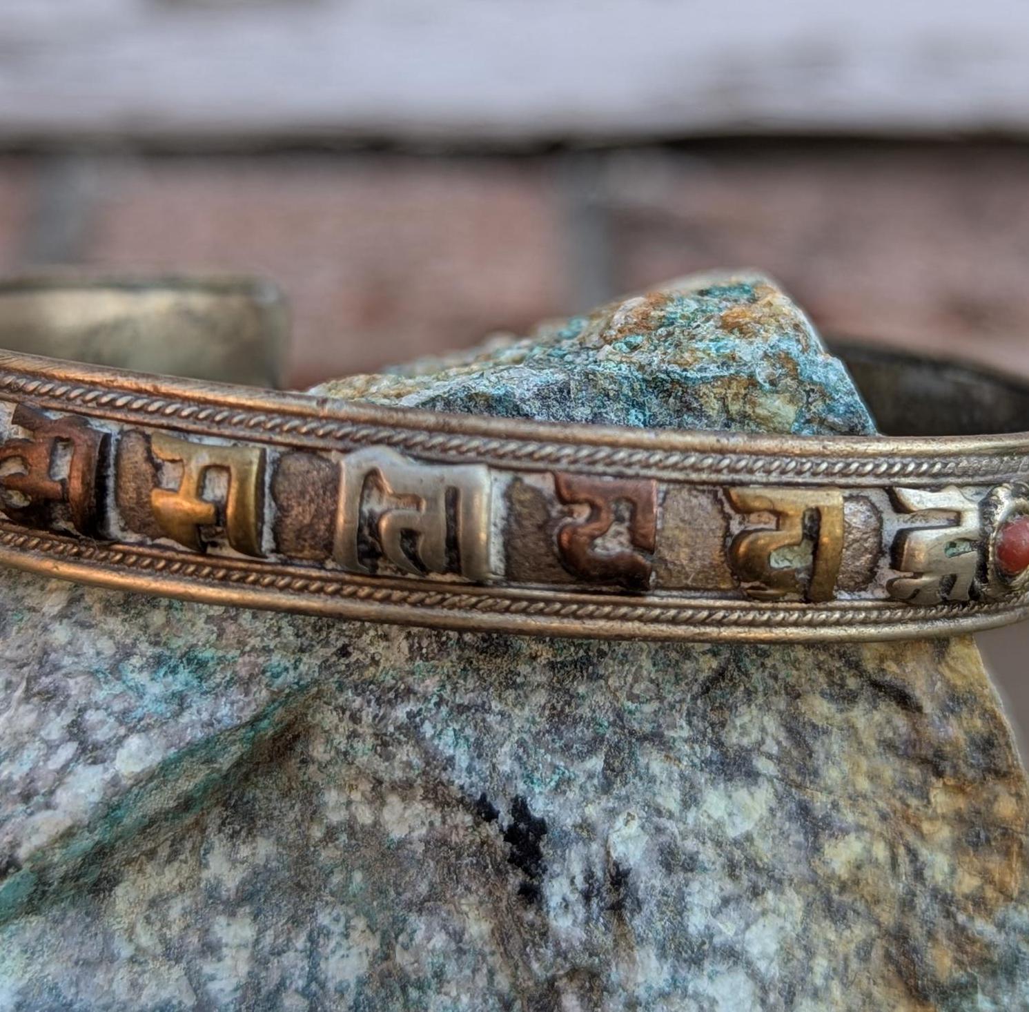 Handcrafted Mantra Cuff Bracelet: Tibetan Spiritual Jewelry